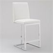 Pemberly Row Vegan Leather Counter Chair in White Stainless Steel Frame