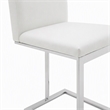 Pemberly Row Vegan Leather Counter Chair in White Stainless Steel Frame