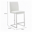 Pemberly Row Vegan Leather Counter Chair in White Stainless Steel Frame