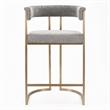 Pemberly Row Grey Fabric Counter Chair with Antique Brass Frame