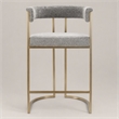 Pemberly Row Grey Fabric Counter Chair with Antique Brass Frame