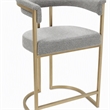 Pemberly Row Grey Fabric Counter Chair with Antique Brass Frame
