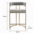 Pemberly Row Grey Fabric Counter Chair with Antique Brass Frame
