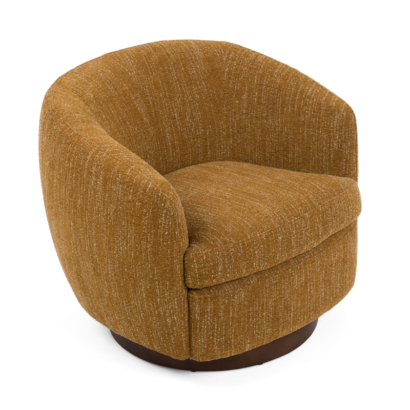 Pemberly Row Swivel Accent Chair in Mellow Mustard Polyester