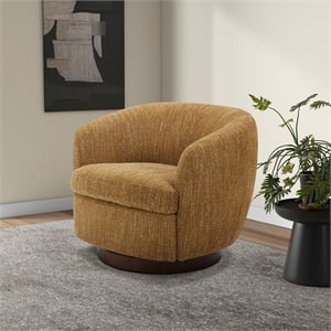 Pemberly Row Swivel Accent Chair in Mellow Mustard Polyester