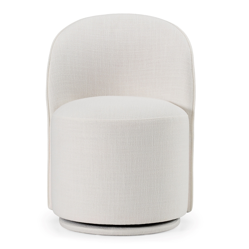 Pemberly Row Modern Swivel Dining Chair in White Fabric