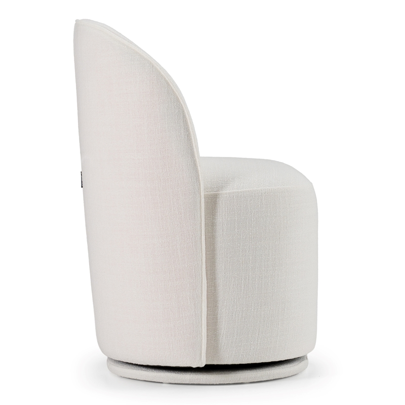Pemberly Row Modern Swivel Dining Chair in White Fabric