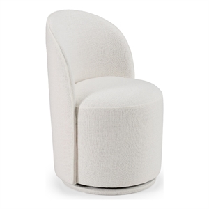 Pemberly Row Modern Swivel Dining Chair in White Fabric