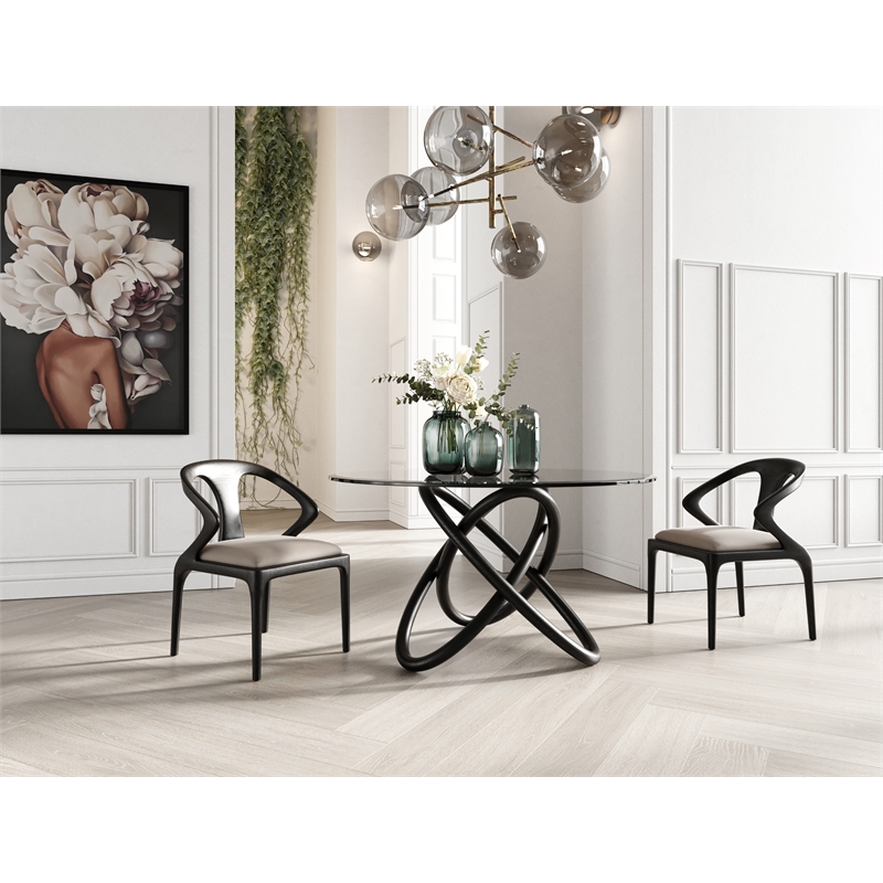 Pemberly Row Mid-Century Modern Dining Chair in Grey Vegan Leather