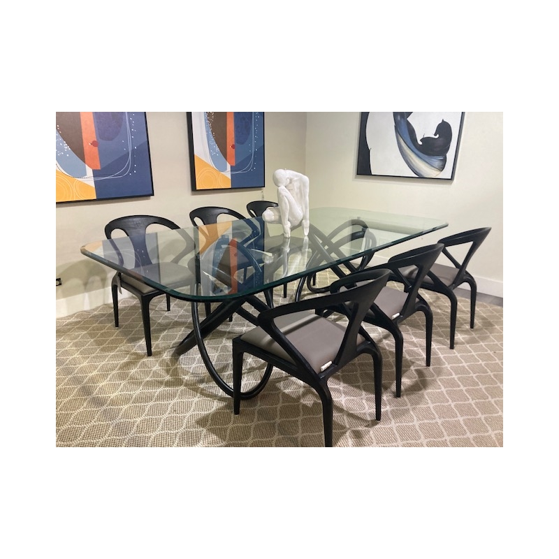 Pemberly Row Mid-Century Modern Dining Chair in Grey Vegan Leather