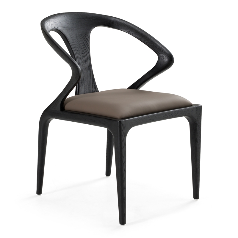 Pemberly Row Mid-Century Modern Dining Chair in Grey Vegan Leather