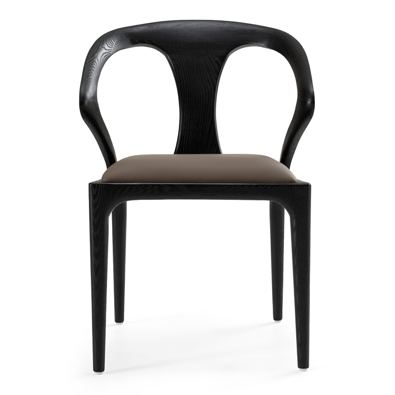 Pemberly Row Mid-Century Modern Dining Chair in Grey Vegan Leather