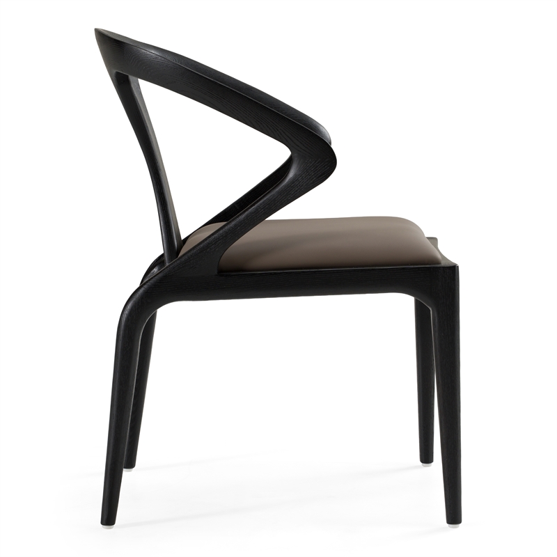 Pemberly Row Mid-Century Modern Dining Chair in Grey Vegan Leather