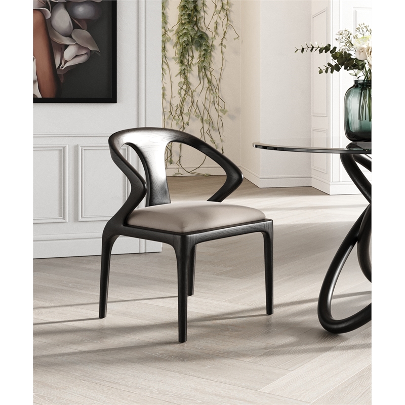 Pemberly Row Mid-Century Modern Dining Chair in Grey Vegan Leather