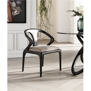 Pemberly Row Mid-Century Modern Dining Chair in Grey Vegan Leather
