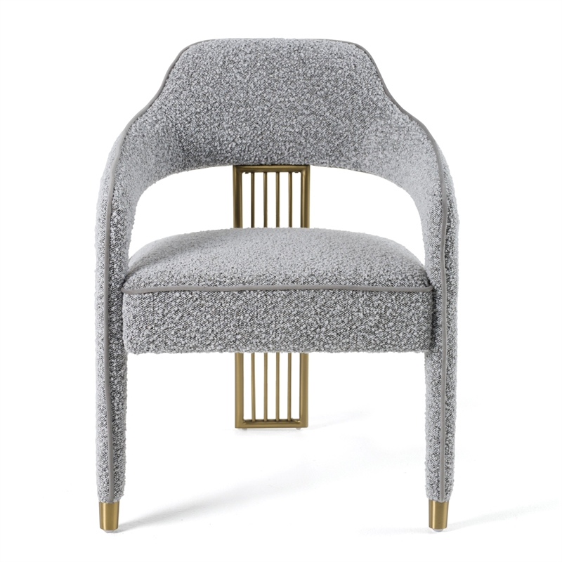 Pemberly Row Modern Dining Chair in Grey Fabric with Gold Legs