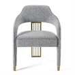 Pemberly Row Modern Dining Chair in Grey Fabric with Gold Legs