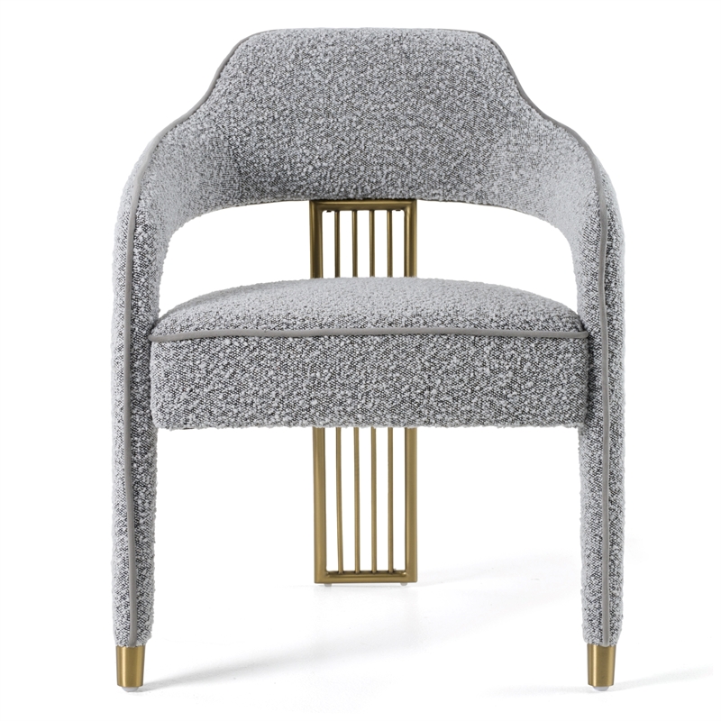 Pemberly Row Modern Dining Chair in Grey Fabric with Gold Legs