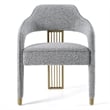 Pemberly Row Modern Dining Chair in Grey Fabric with Gold Legs