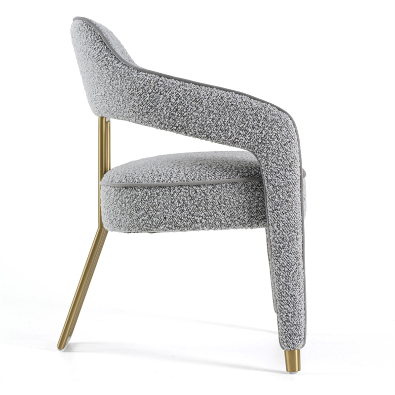 Pemberly Row Modern Dining Chair in Grey Fabric with Gold Legs