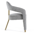 Pemberly Row Modern Dining Chair in Grey Fabric with Gold Legs