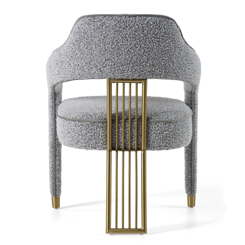 Pemberly Row Modern Dining Chair in Grey Fabric with Gold Legs