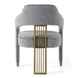 Pemberly Row Modern Dining Chair in Grey Fabric with Gold Legs