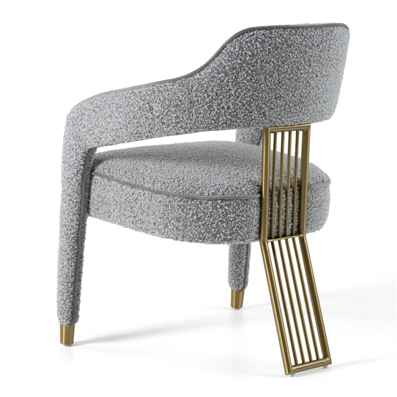 Pemberly Row Modern Dining Chair in Grey Fabric with Gold Legs