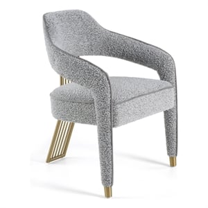 Pemberly Row Modern Dining Chair in Grey Fabric with Gold Legs