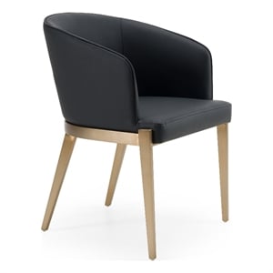Pemberly Row Modern Vegan Leather Dining Chair in Dark Grey