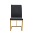 Pemberly Row Dark Grey Vegan Leather Dining Chair with Antique Brass Legs