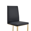 Pemberly Row Dark Grey Vegan Leather Dining Chair with Antique Brass Legs