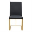 Pemberly Row Dark Grey Vegan Leather Dining Chair with Antique Brass Legs