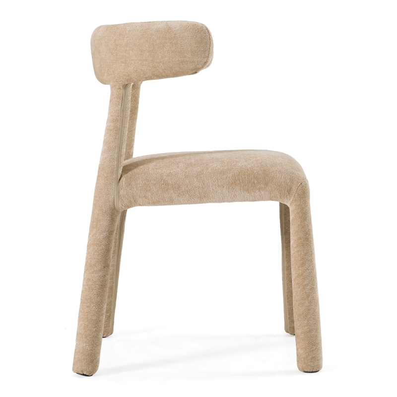 Pemberly Row Beige Velvet Dining Chair with Cast Iron Frame