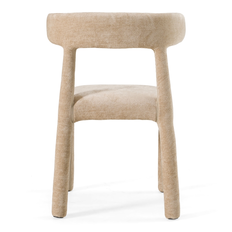 Pemberly Row Beige Velvet Dining Chair with Cast Iron Frame