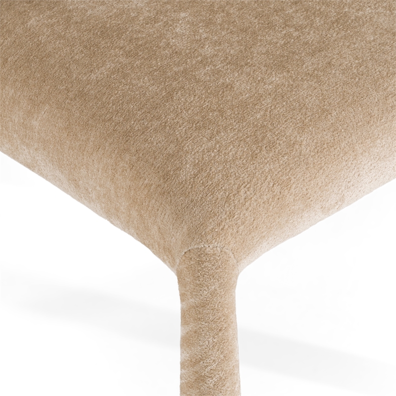 Pemberly Row Beige Velvet Dining Chair with Cast Iron Frame