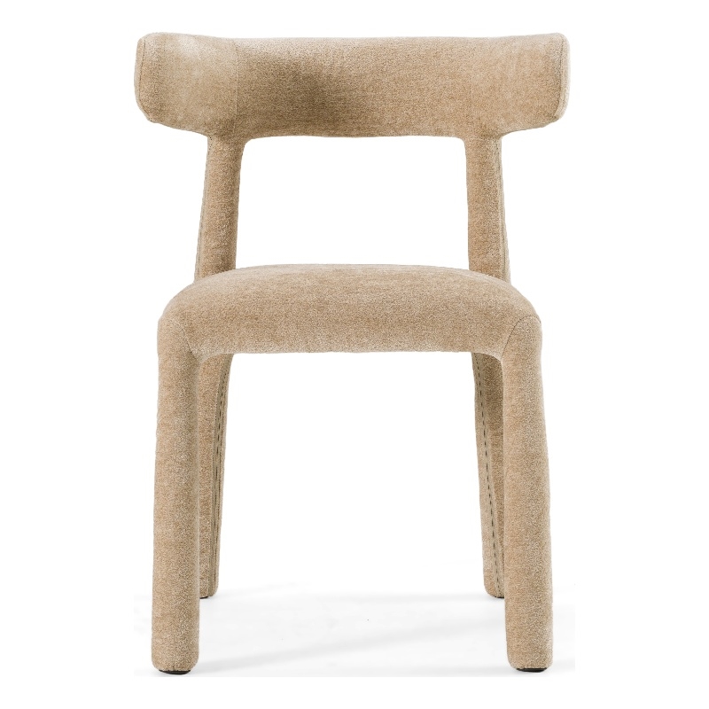 Pemberly Row Beige Velvet Dining Chair with Cast Iron Frame