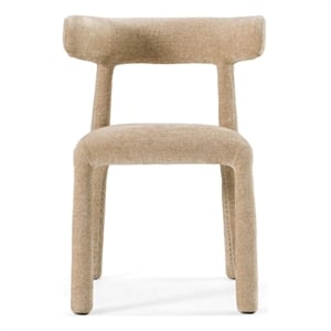 Pemberly Row Beige Velvet Dining Chair with Cast Iron Frame