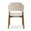 Pemberly Row Cream Vegan Leather Wingback Dining Chair with Walnut Legs