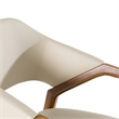 Pemberly Row Cream Vegan Leather Wingback Dining Chair with Walnut Legs