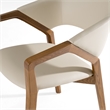 Pemberly Row Cream Vegan Leather Wingback Dining Chair with Walnut Legs