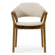 Pemberly Row Cream Vegan Leather Wingback Dining Chair with Walnut Legs