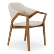 Pemberly Row Cream Vegan Leather Wingback Dining Chair with Walnut Legs