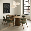 Pemberly Row Mid-Century Modern Green Fabric Dining Chair with Walnut Frame