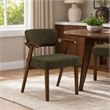 Pemberly Row Mid-Century Modern Green Fabric Dining Chair with Walnut Frame