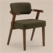 Pemberly Row Mid-Century Modern Green Fabric Dining Chair with Walnut Frame