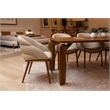 Pemberly Row Mid-Century Modern Beige Vegan Leather Dining Chair in Walnut