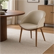 Pemberly Row Mid-Century Modern Beige Vegan Leather Dining Chair in Walnut