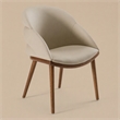 Pemberly Row Mid-Century Modern Beige Vegan Leather Dining Chair in Walnut