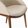 Pemberly Row Mid-Century Modern Beige Vegan Leather Dining Chair in Walnut